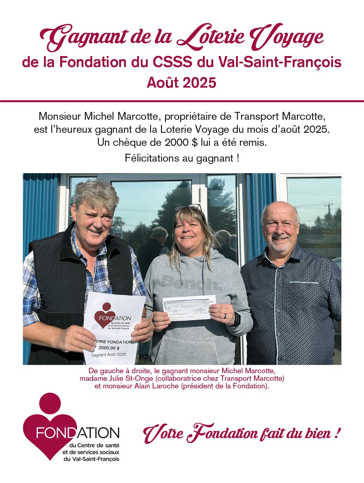 Gagnant s Loterie Fondation 2025